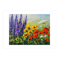 Radiant Summer Wildflower Meadow Oil Painting (Print Only)