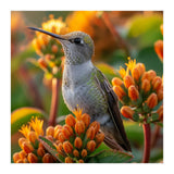 Hummingbird Perched On Orange Flowers (Print Only) thumbnail