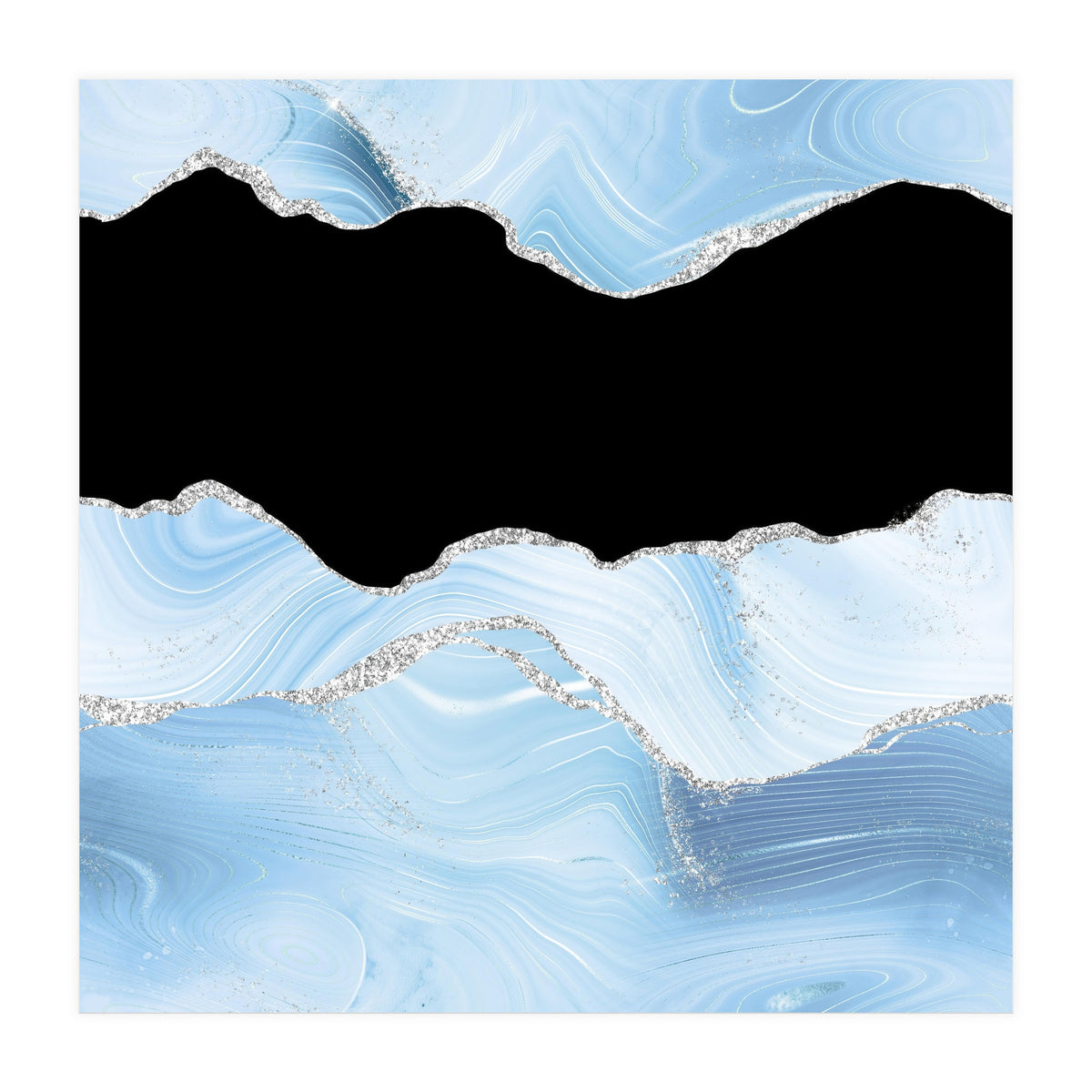 Blue & Silver Agate Glitter Texture 03 (Print Only)