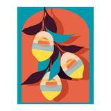 Lemon Sunset, Eclectic Botanical Colorful Bohemian Fruits, Food Pop Of Color Lime Retro (Print Only) thumbnail
