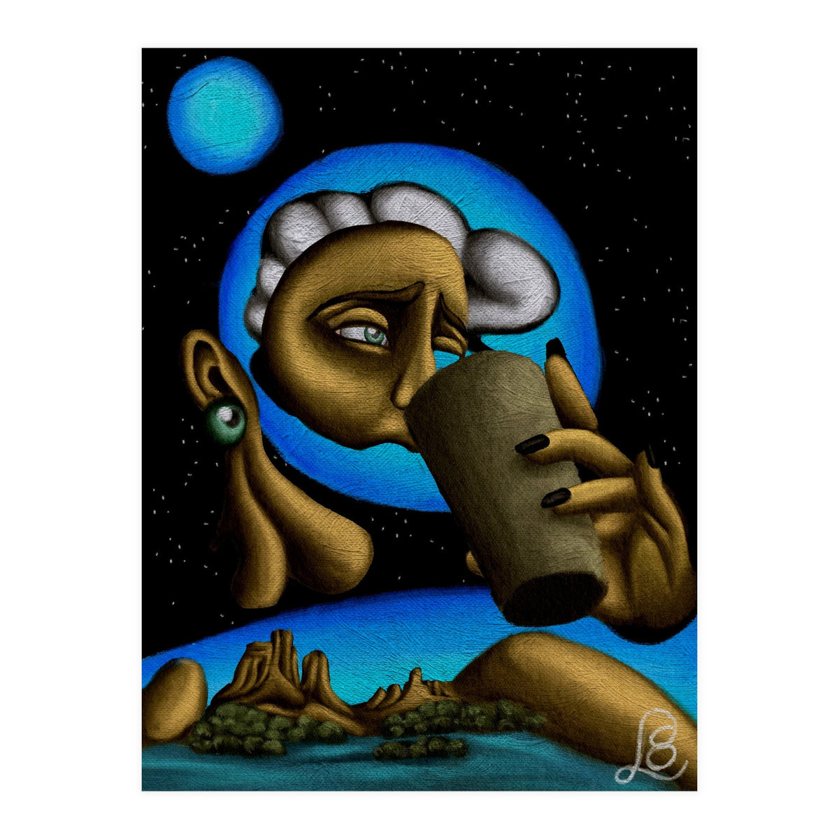 "A Drink Once In A Blue Moon"  (Print Only)