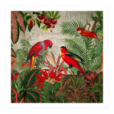 Vintage Rainforest With Tropical Red Parrots (Print Only) thumbnail