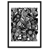African Tribal, Black & White Abstract Drawing Sketch Line Art, Rustic Botanical Illustration, Bohemian Eclectic Scandinavian Vintage Bold thumbnail