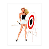 Pinup Girl Posing With Target (Print Only) thumbnail