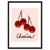 Cherries modern simple minimalistic red cute Fruit wall art