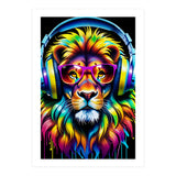 A Lion In Glasses Listens To Music (Print Only) thumbnail