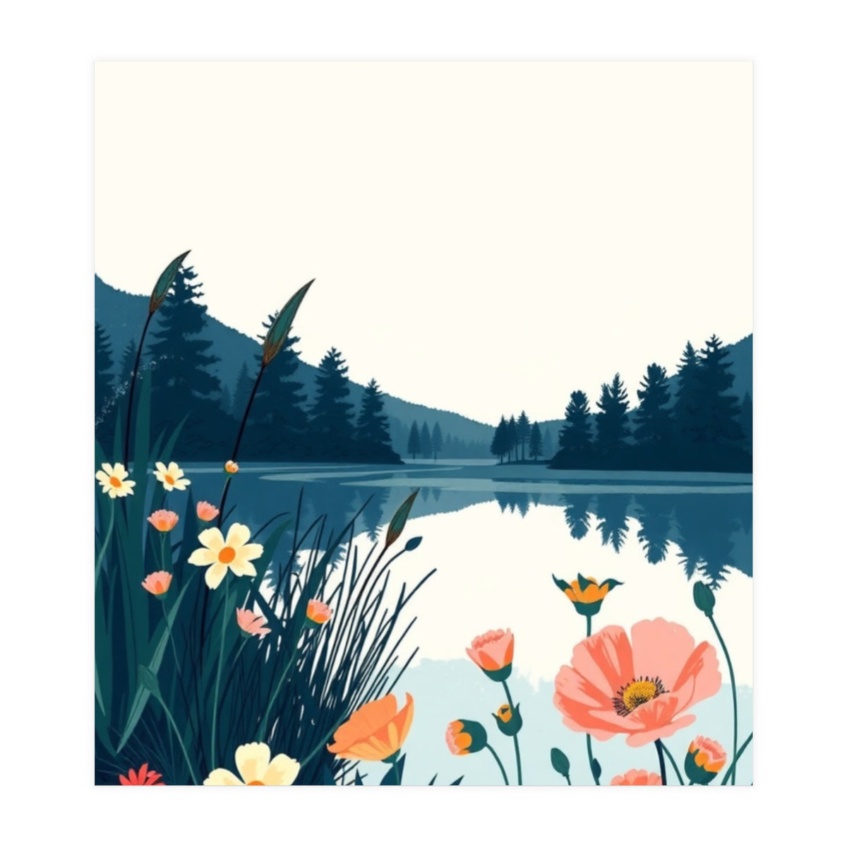 Nature Lake Calm Botanical (Print Only)