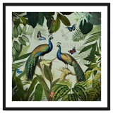 Vintage Exotic Asian Peacocks In Tropical Jungle Landscape thumbnail