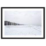Traces of driving a car on a snowy coast thumbnail