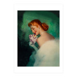 Portrait Of A Pinup Bride In White Dress And A Flower Boukuet (Print Only) thumbnail