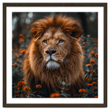 Majestic Lion Portrait In Orange Flowers thumbnail