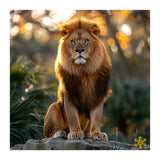 Majestic Lion Sitting On A Rock At Sunset (Print Only) thumbnail
