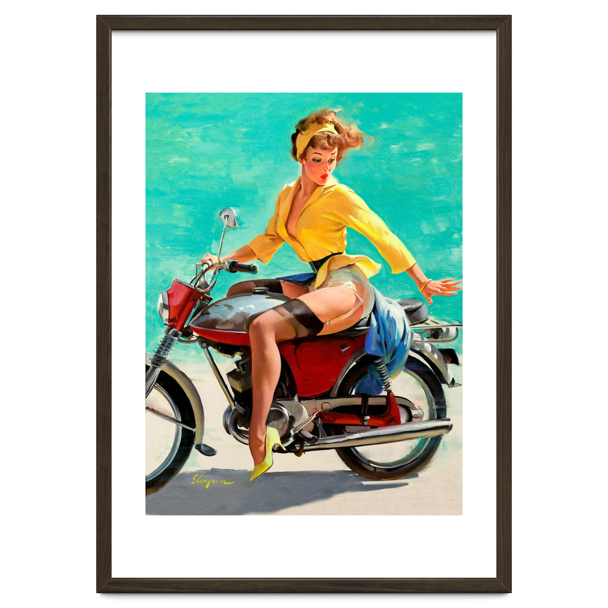 Pinup Sexy Motorcycle Girl