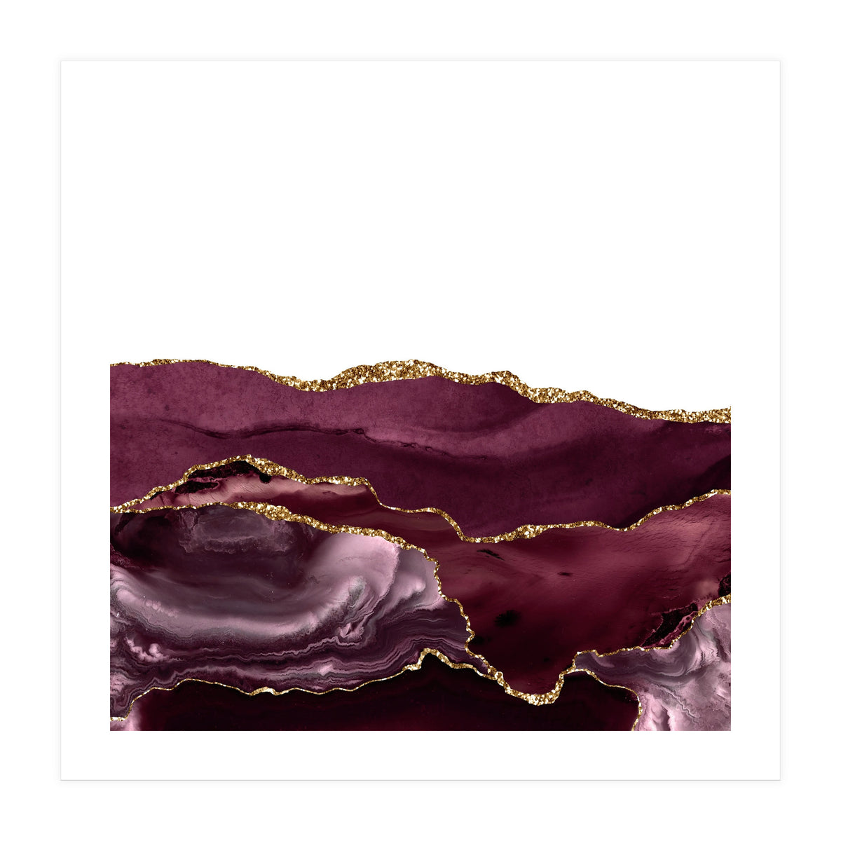 Burgundy & Gold Agate Texture 25  (Print Only)