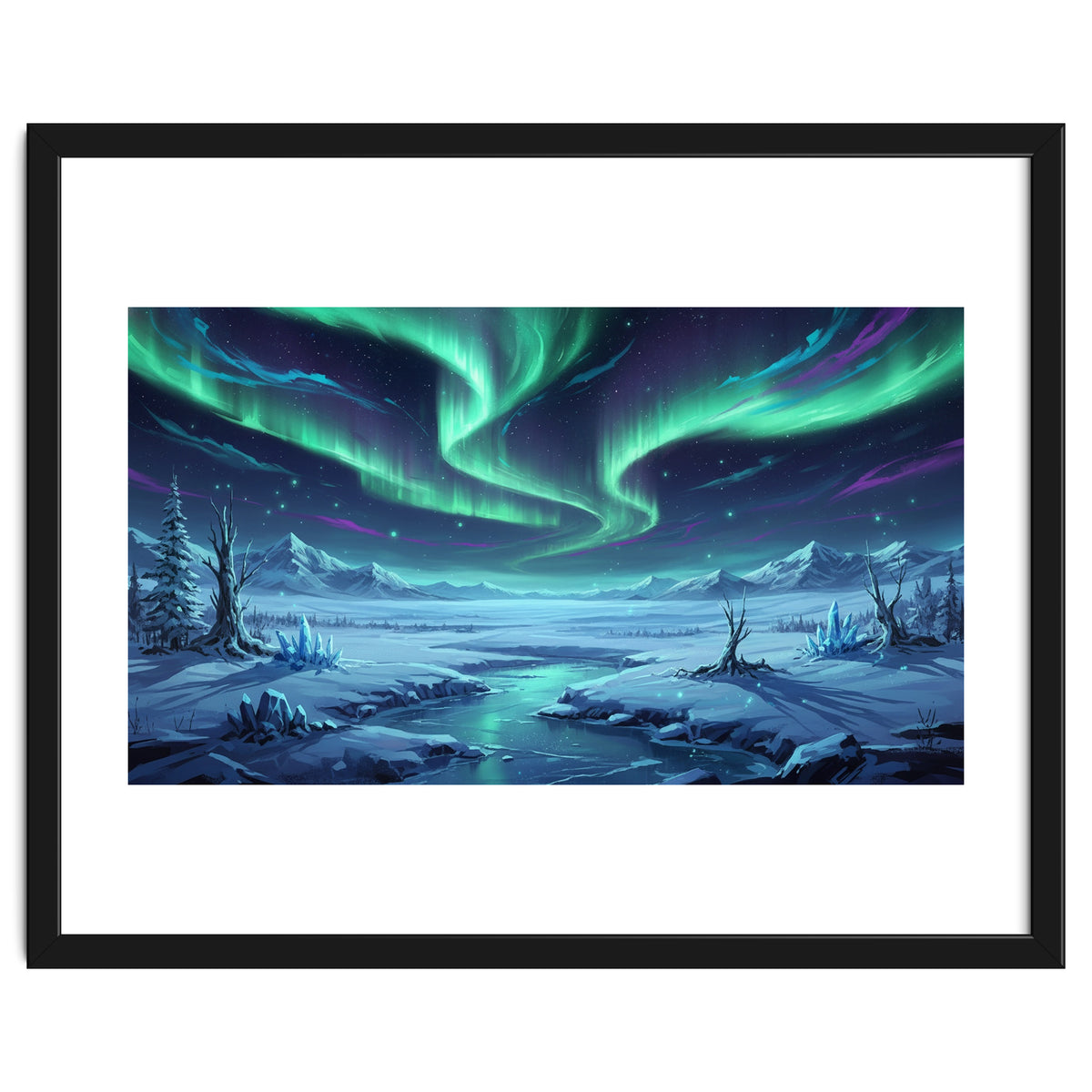 Arctic Glow: Northern Lights Winter Landscape