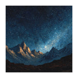 Starry Night Over Majestic Mountains Impasto Oil Painting Style (Print Only) thumbnail