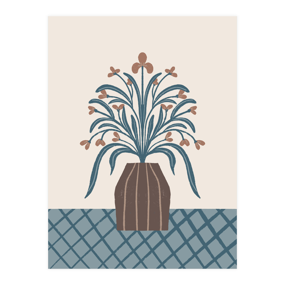 Earthy Modern Vase with Florals (Print Only)