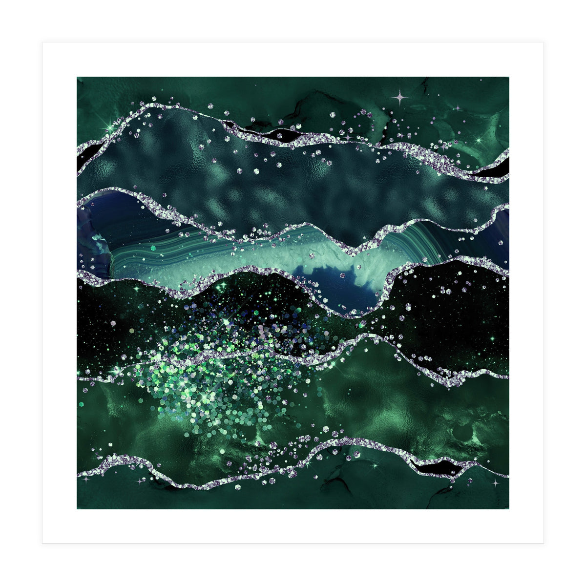Emerald Glitter Agate Texture 05  (Print Only)