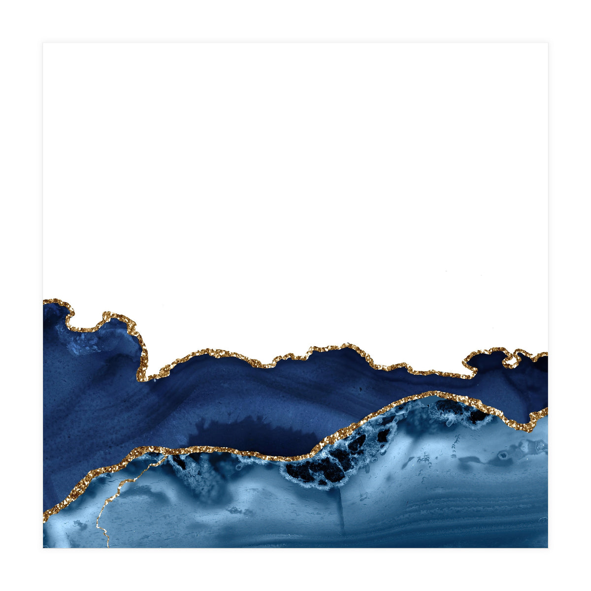 Navy & Gold Agate Texture 26  (Print Only)