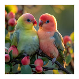 Lovebirds Couple Sitting On A Branch With Berries (Print Only) thumbnail