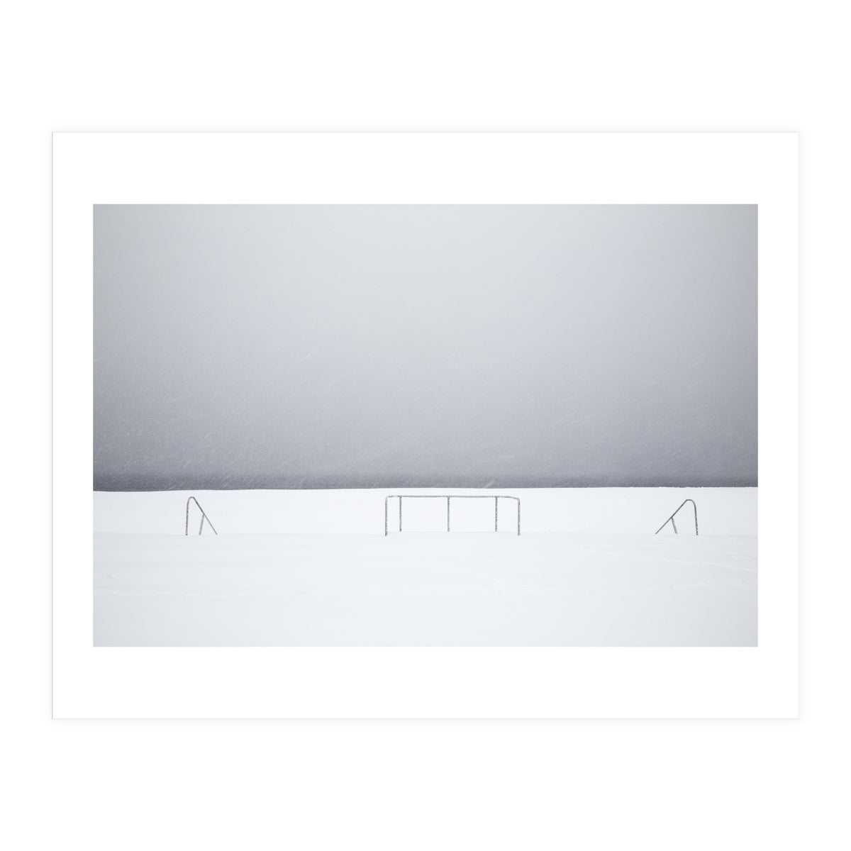 Stair railing covered by snow (Print Only)