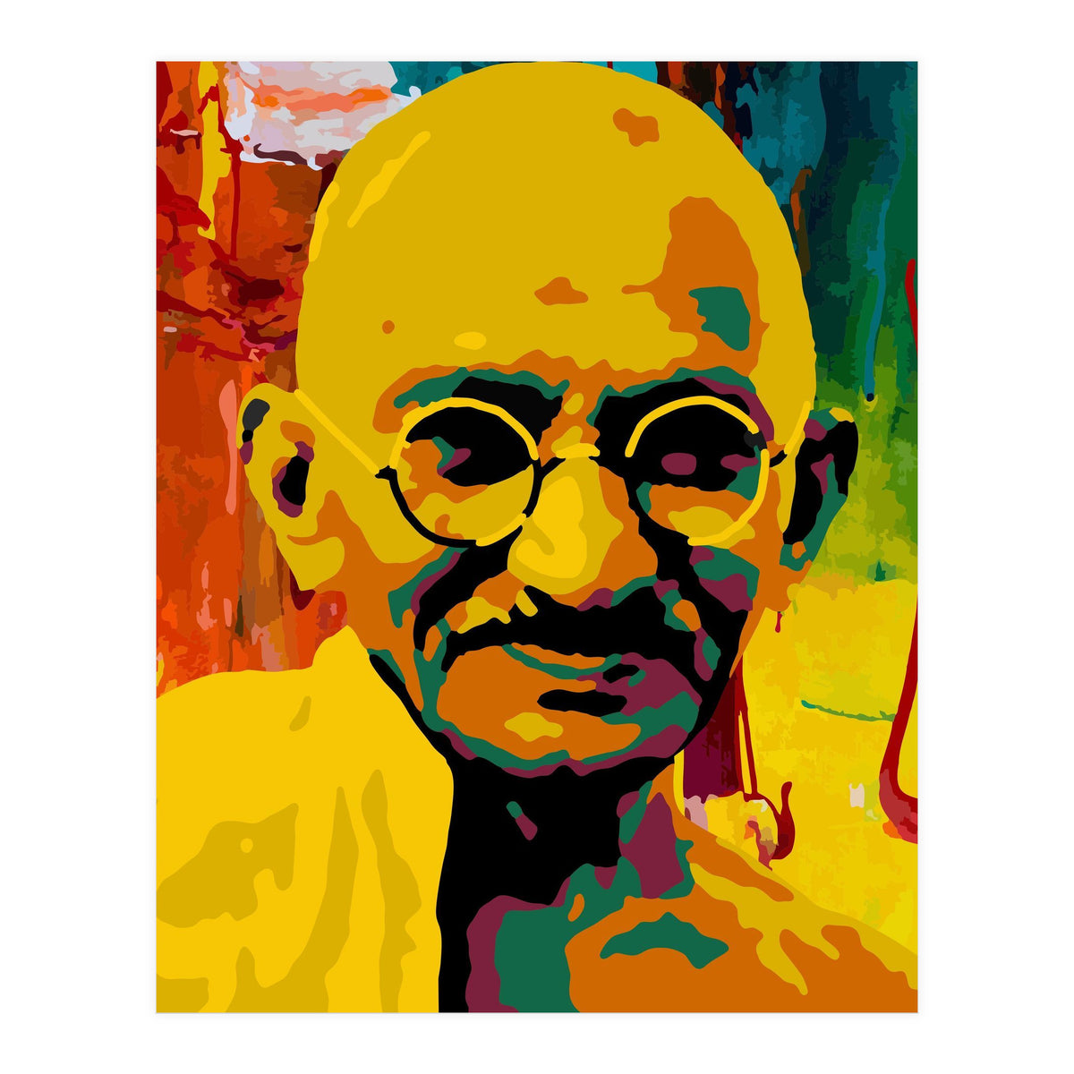 Mahatma Gandhi Colorful Abstract Art (Print Only)