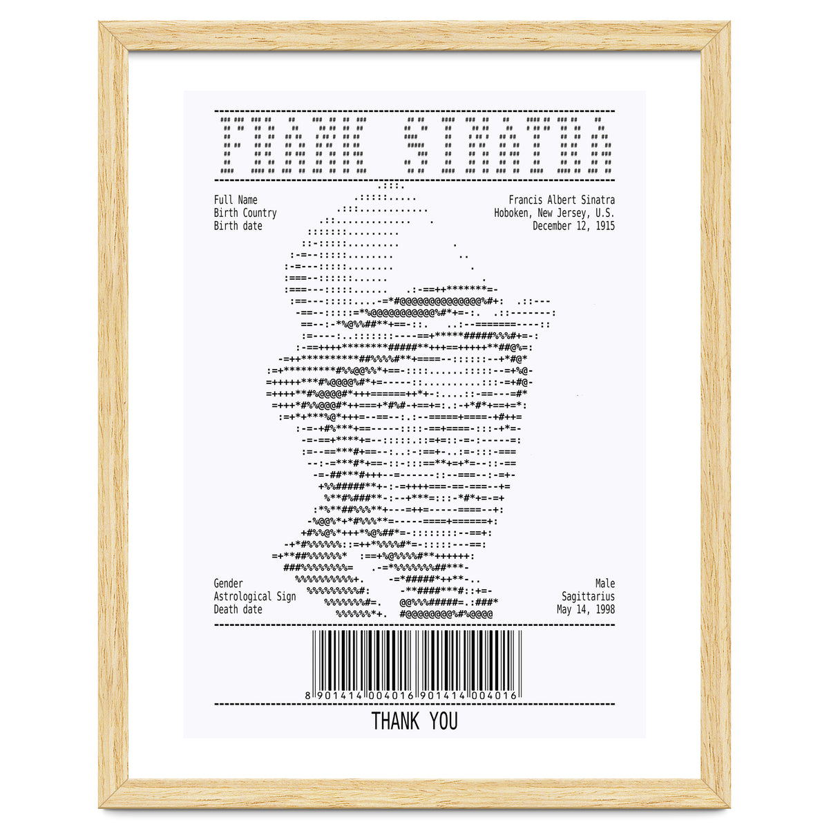 Receipt Art Frank Sinatra