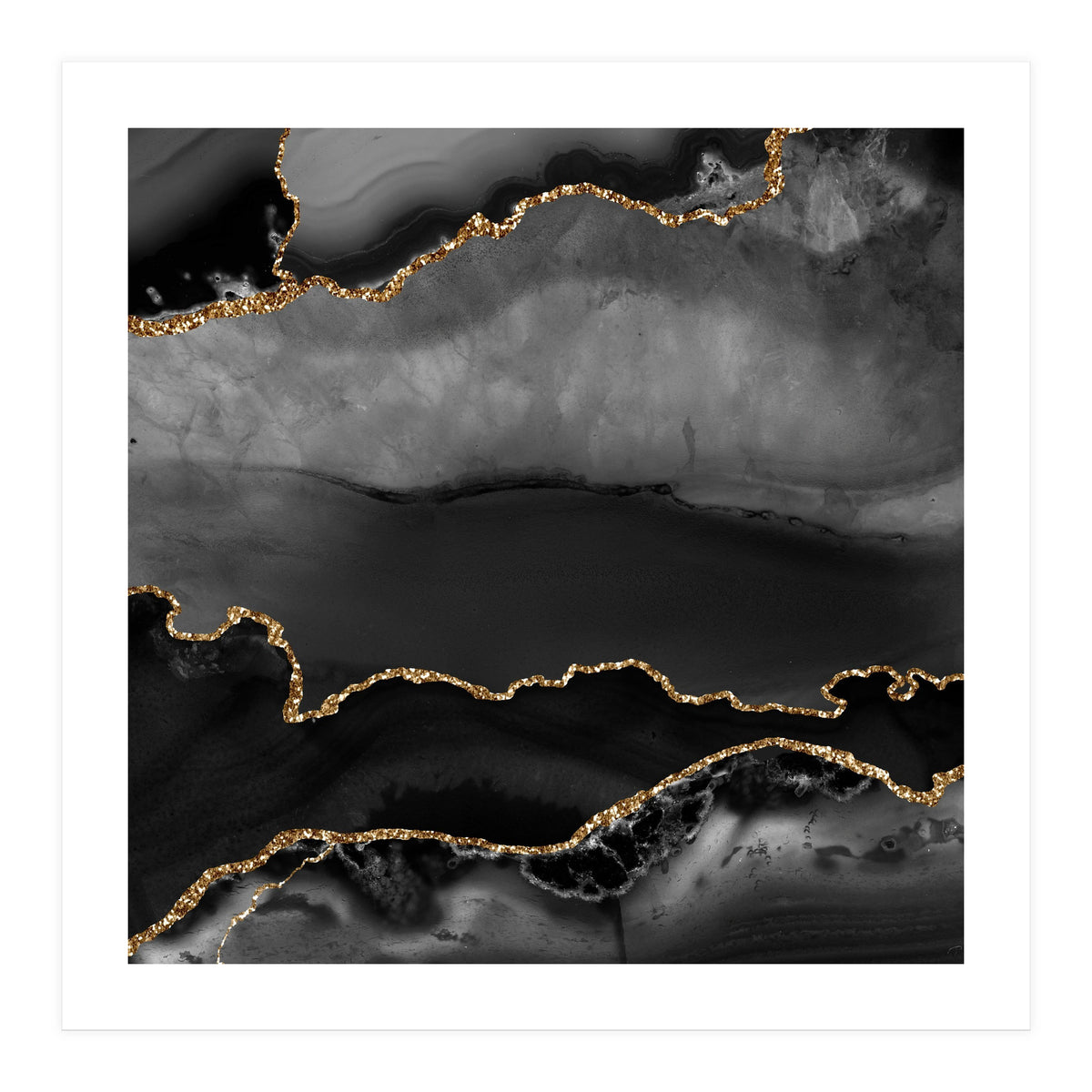 Black & Gold Agate Texture 02 (Print Only)