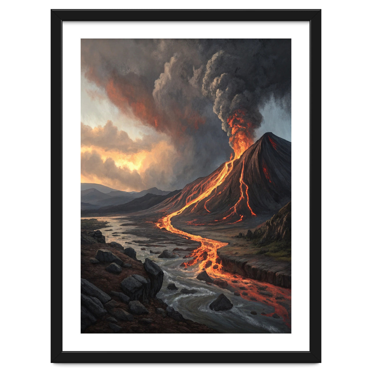 Dramatic Volcanic Eruption Landscape Art