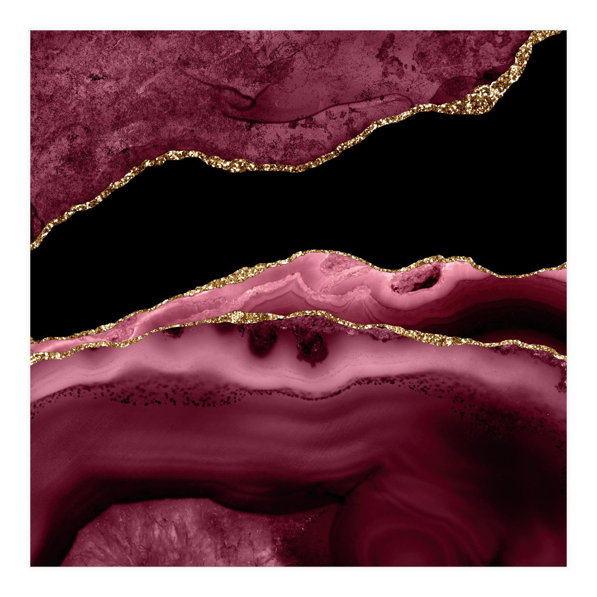 Burgundy & Gold Agate Texture 13  (Print Only)