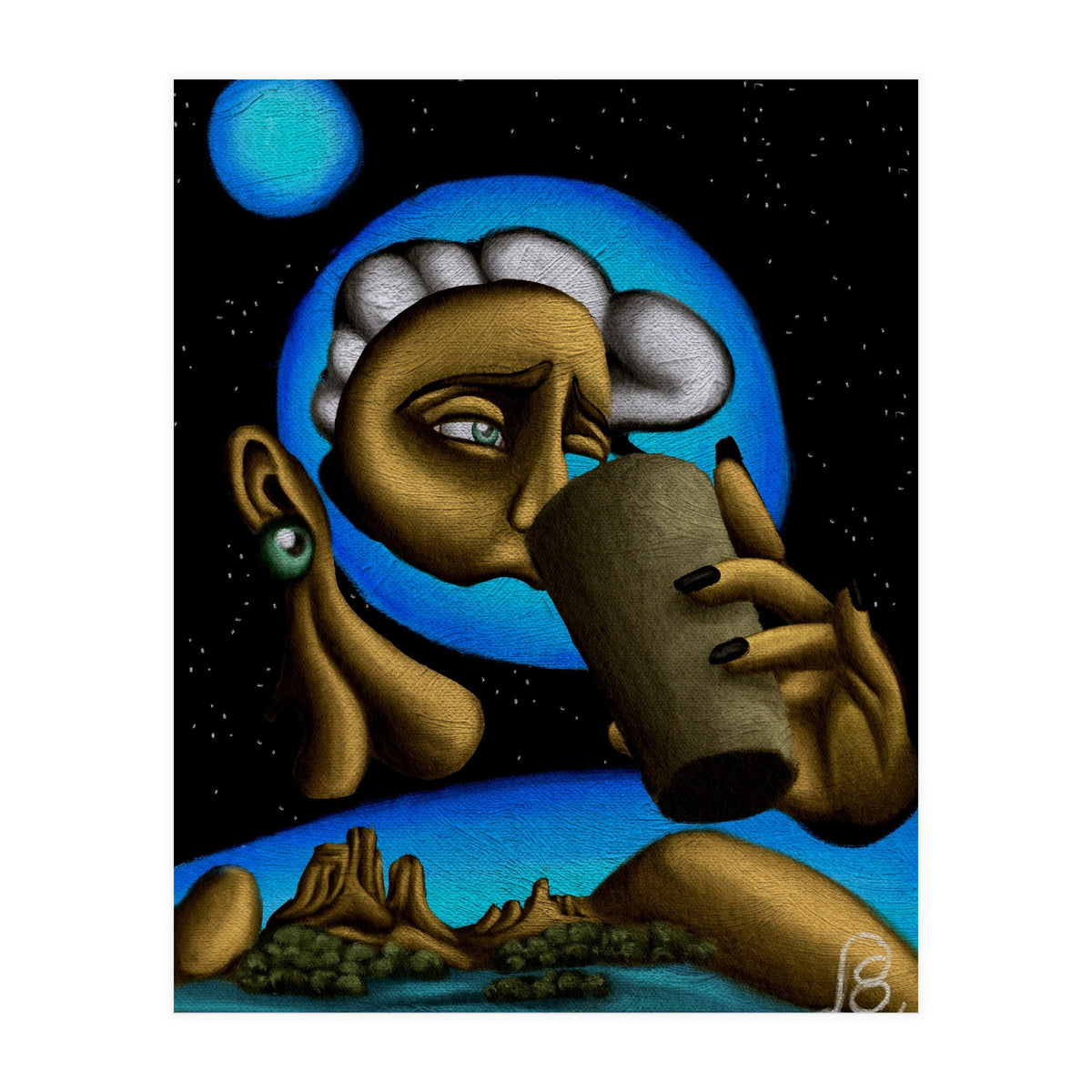 "A Drink Once In A Blue Moon"  (Print Only)