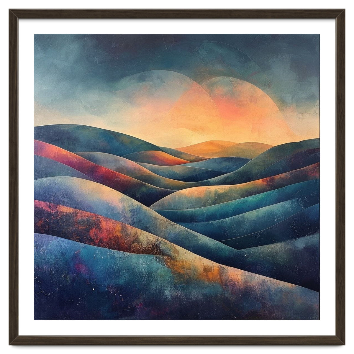 Abstract Ethereal Rolling Hills at Sunset