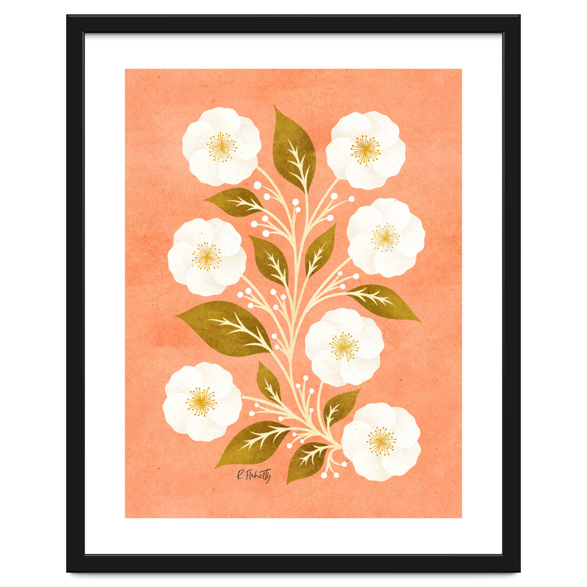 Peach, Ochre And Ivory Floral