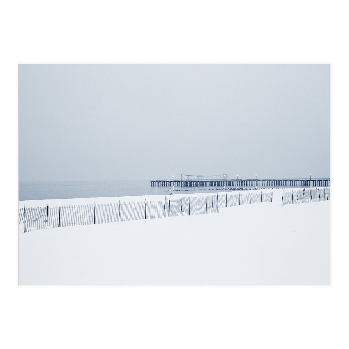 Pier in the winter seascape (Print Only)