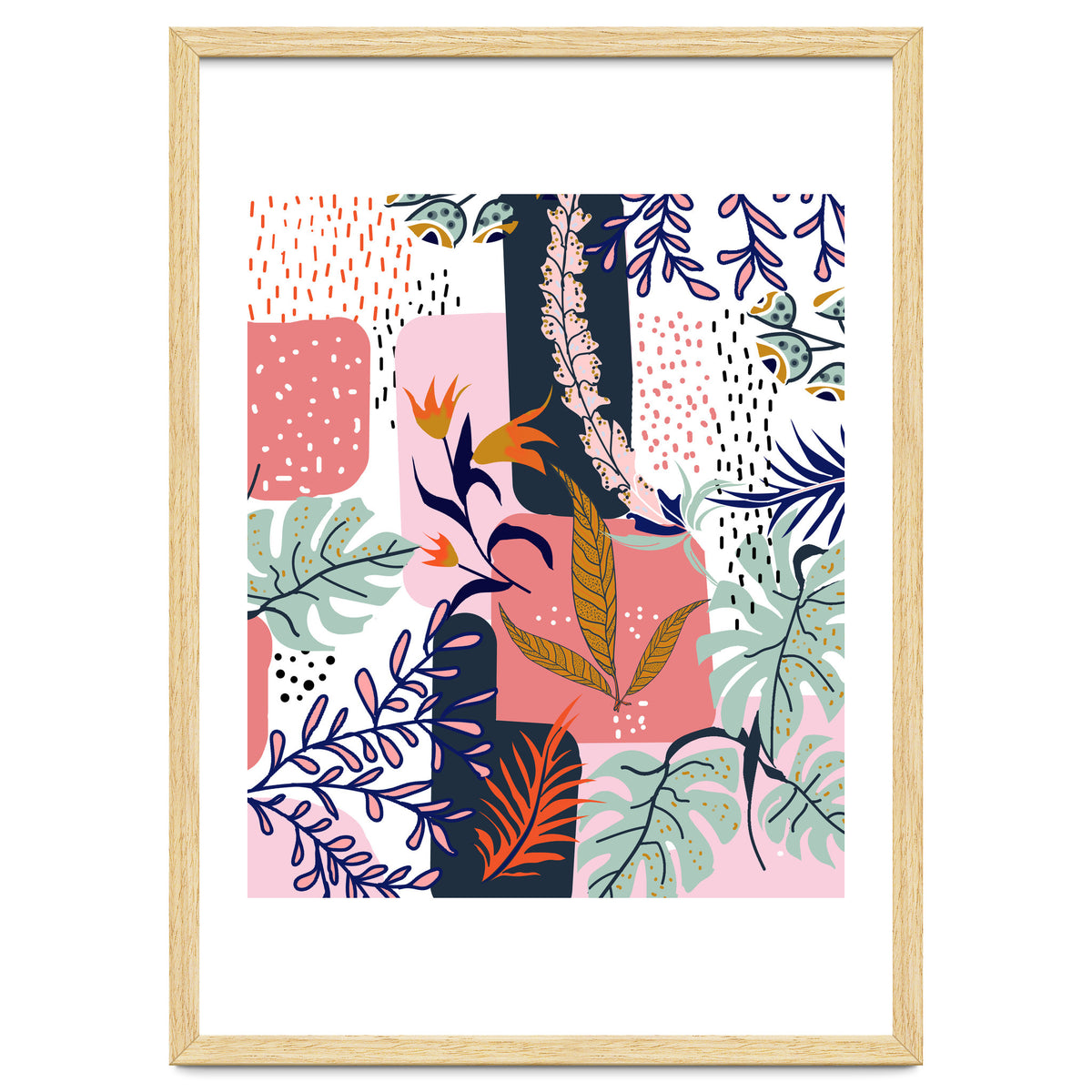 Mood | Abstract Chic Modern Bohemian Painting | Contemporary Eclectic Blush Botanical Nature