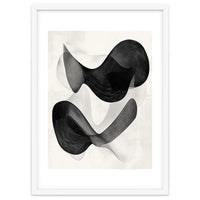 Abstract Black And White Flowing Organic Shapes With Texture