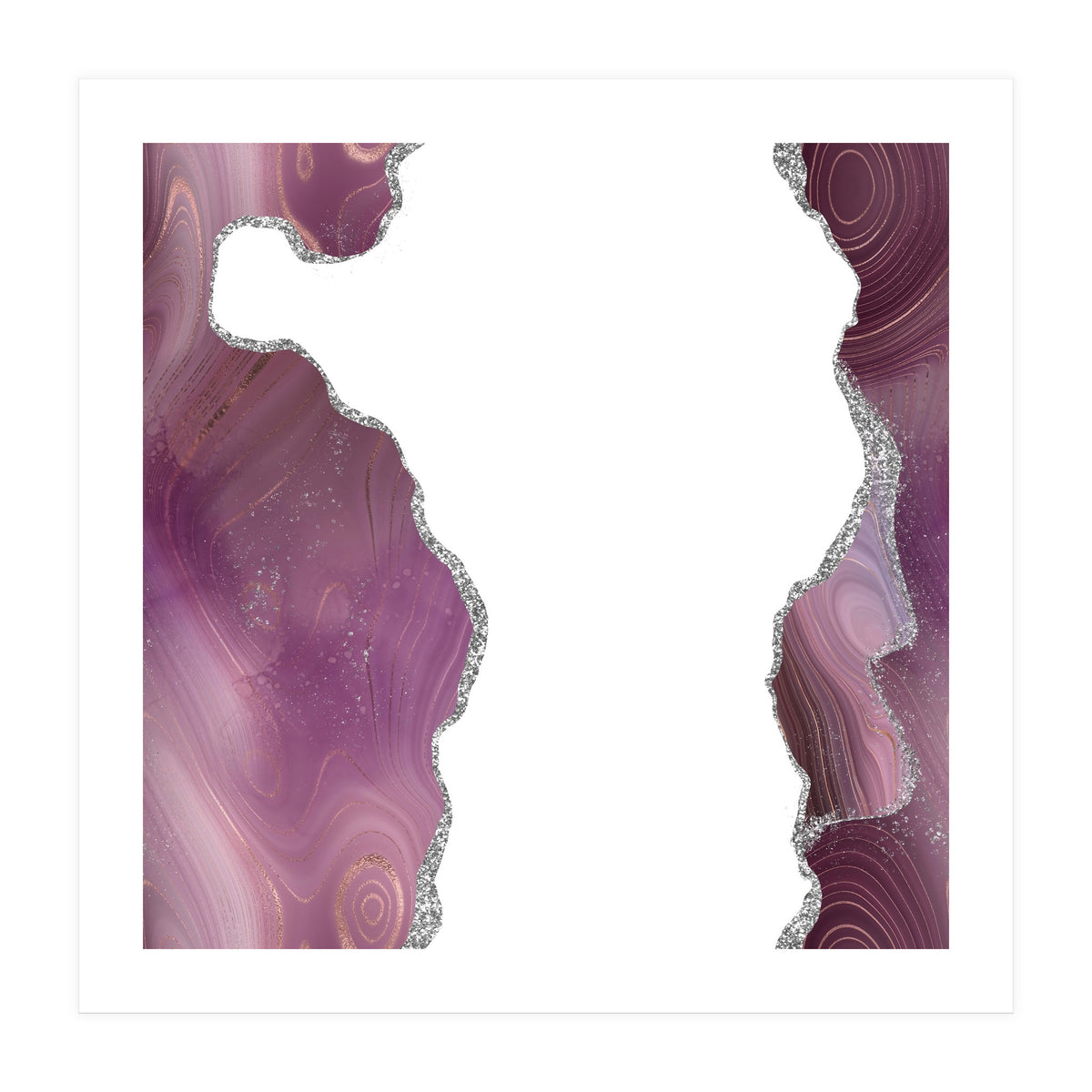 Mauve & Silver Agate Texture 06  (Print Only)