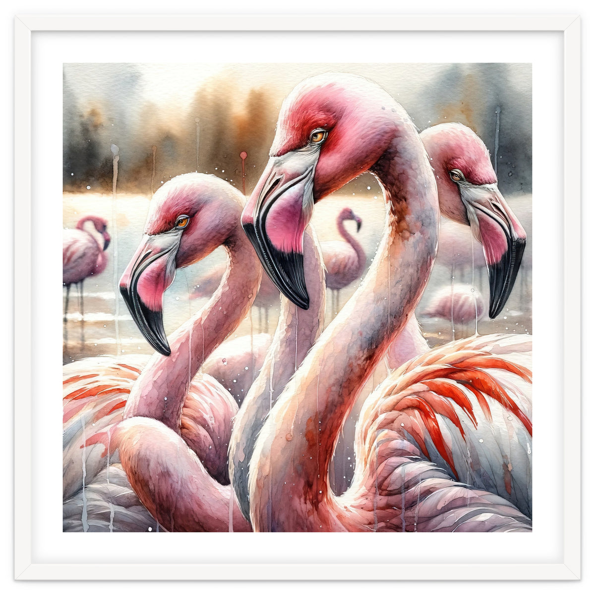 Watercolor Flamingos