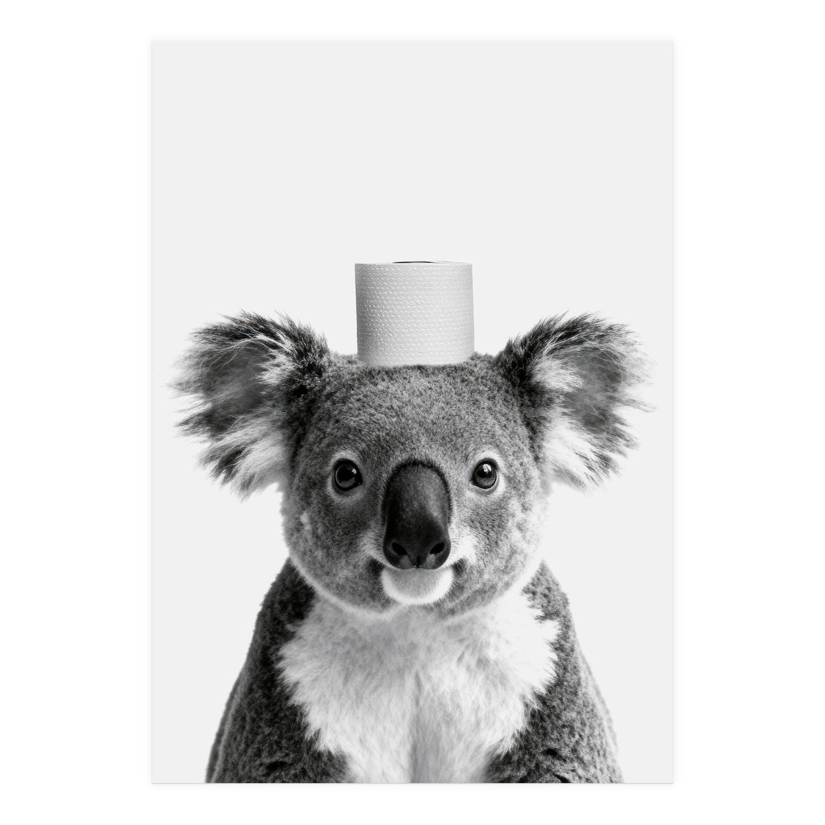 Koala, Toilet Paper Crown, Cute Animal Bathroom Art (Print Only)