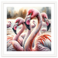 Watercolor Flamingos