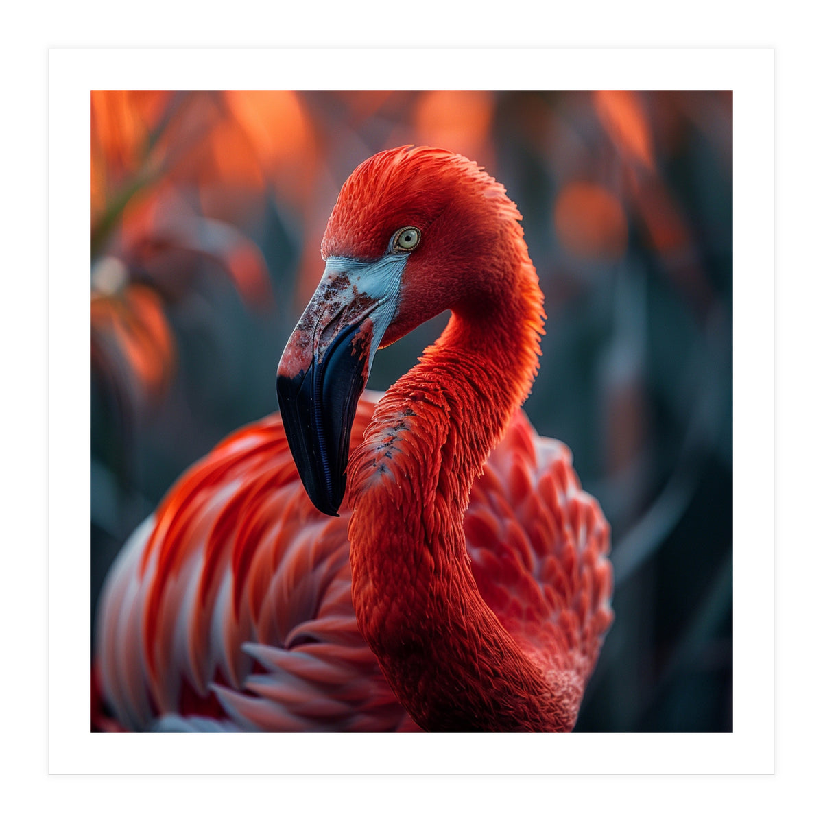 Vibrant Flamingo Close Up Portrait Outdoor Nature (Print Only)