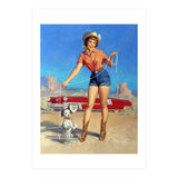 Pinup Cowgirl Showing A New Dog Trick (Print Only) thumbnail