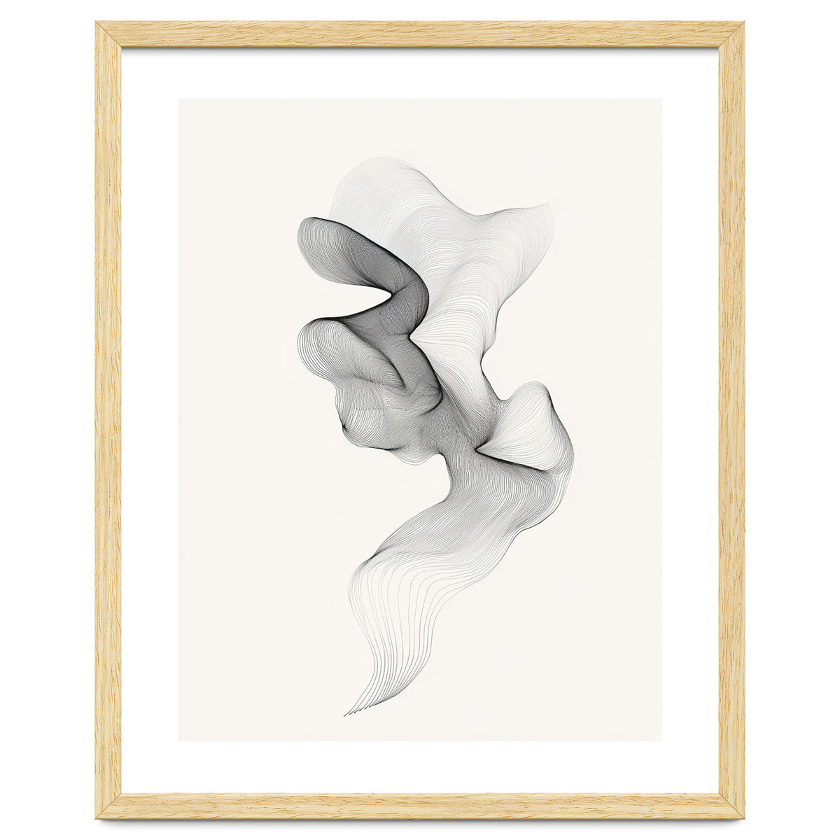 Abstract Black And White Swirling Lines Flowing Form