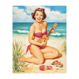Pinup Girl Playing Ukulele On The Beach (Print Only) thumbnail