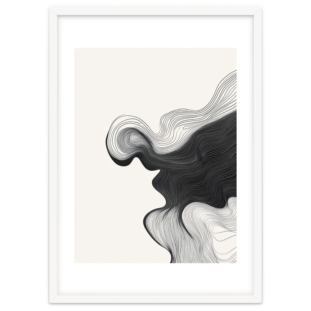 Abstract Black And White Wavy Lines Flowing Organic Shape