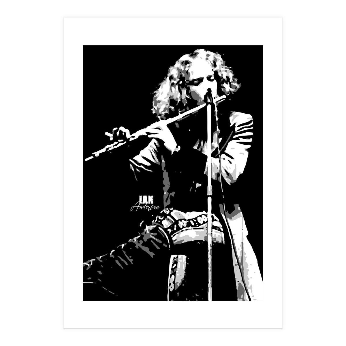 Ian Anderson British Musician Legend in Grayscale (Print Only)
