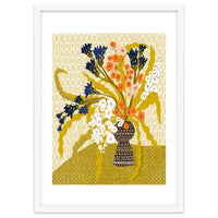 Floral Contemporary Still Life Mustard Yellow