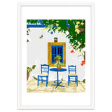 Greek Vacay For Two, Evil Eye Santorini Travel Summer, Eclectic Travel Architecture White Buildings Cafe thumbnail