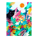 The Black Panther, Tropical Jungle Watercolor Painting, Botanical Forest Colorful Bohemian Illustration, Tiger Leopard Cheetah Animals (Print Only) thumbnail