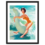 Happy Pinup Girl On The Beach Hugging Her Rubber Toy thumbnail